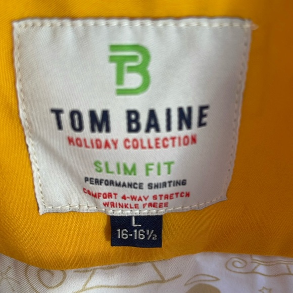 Tom Baine Holiday Collection White shirt. Large 16-16.5 NWT. Slim fit. - Picture 2 of 10